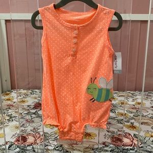 NEW Carter's Orange Bumble Bee Polka Dot Onesie Romper Size 24mo